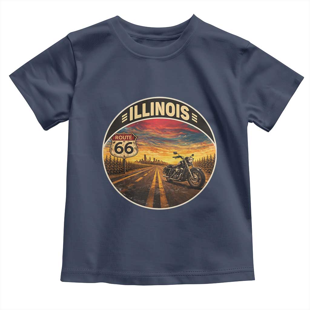 Illinois Route Highway 66 Motorcycle Toddler T Shirt Road Trip Adventure