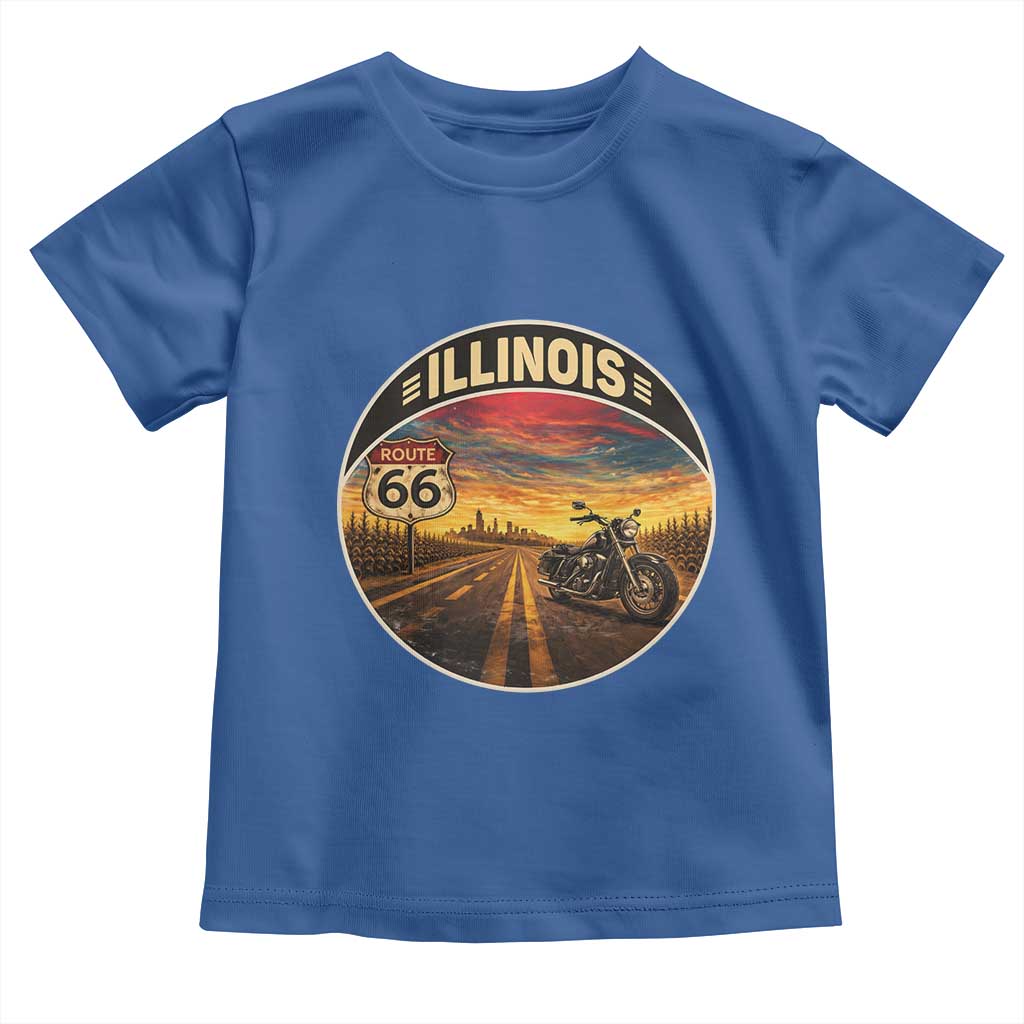 Illinois Route Highway 66 Motorcycle Toddler T Shirt Road Trip Adventure
