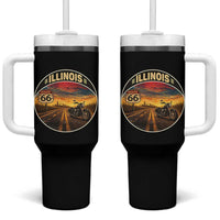 Illinois Route Highway 66 Motorcycle Tumbler With Handle Road Trip Adventure