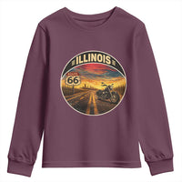Illinois Route Highway 66 Motorcycle Youth Sweatshirt Road Trip Adventure