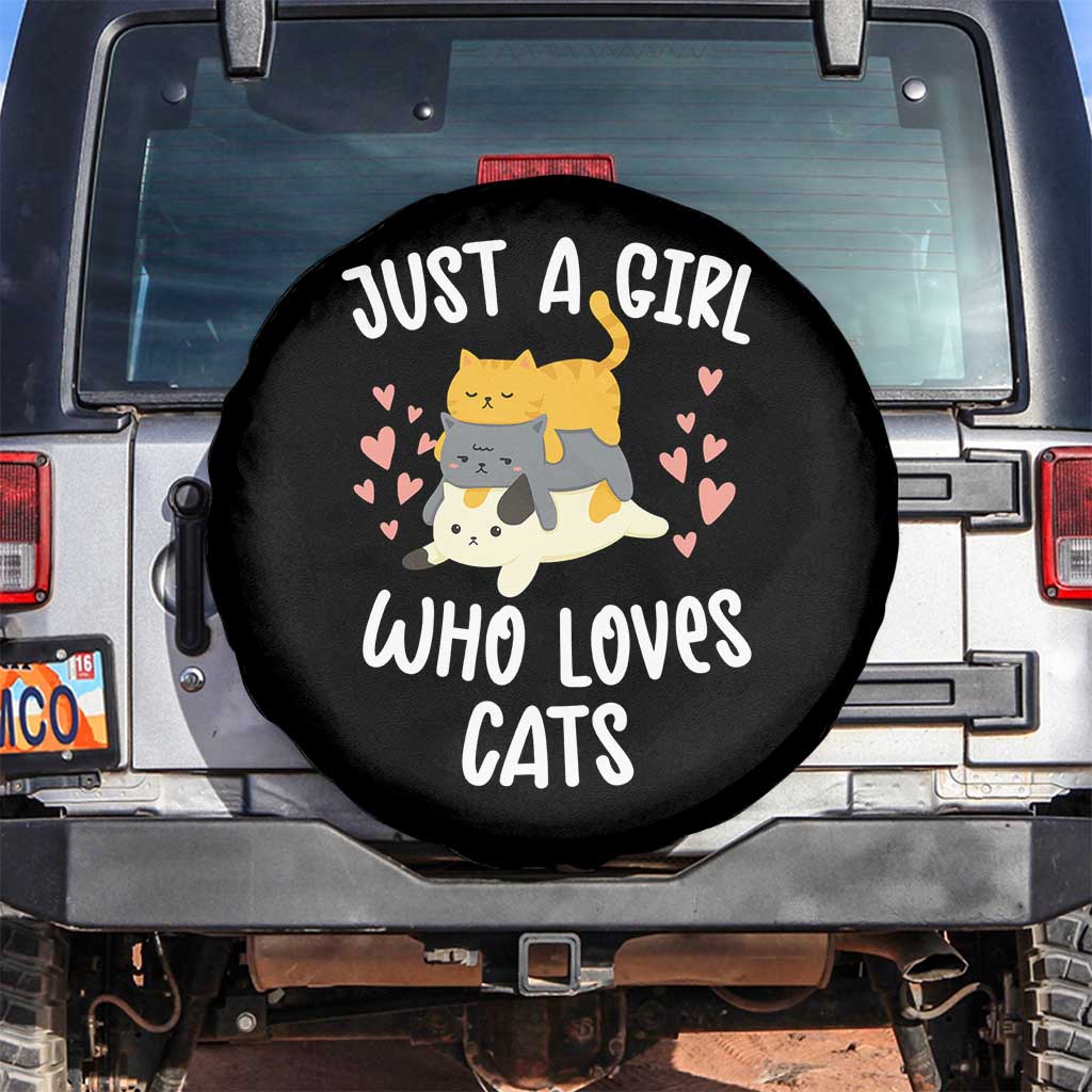 Just A Girl Who Loves Cats Spare Tire Cover Cute Kittens Pet Lover - Wonder Print Shop