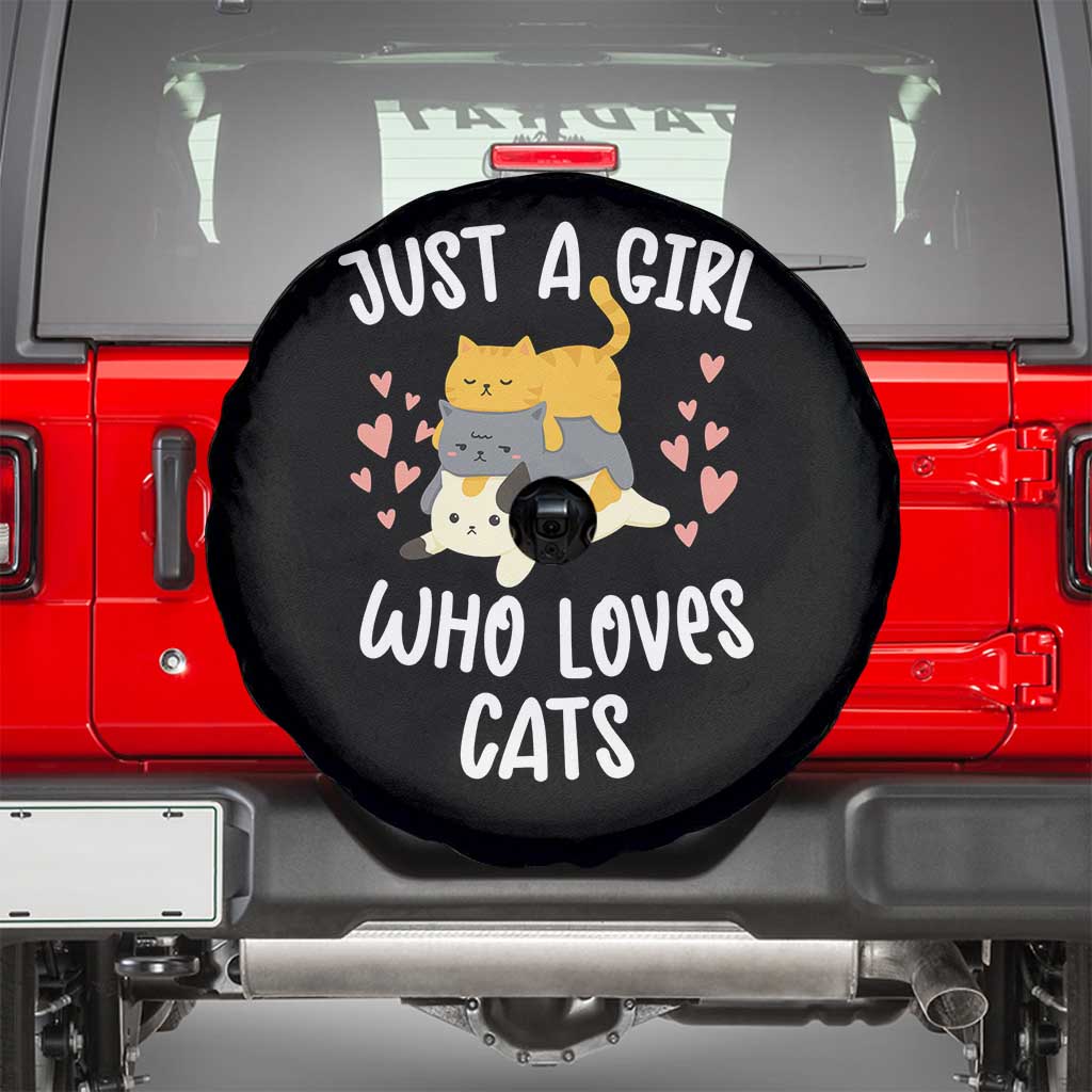 Just A Girl Who Loves Cats Spare Tire Cover Cute Kittens Pet Lover - Wonder Print Shop