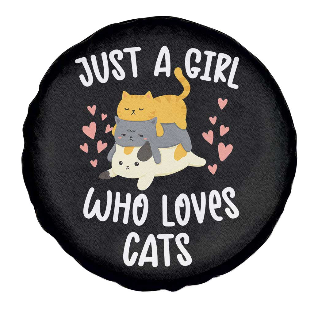 Just A Girl Who Loves Cats Spare Tire Cover Cute Kittens Pet Lover - Wonder Print Shop