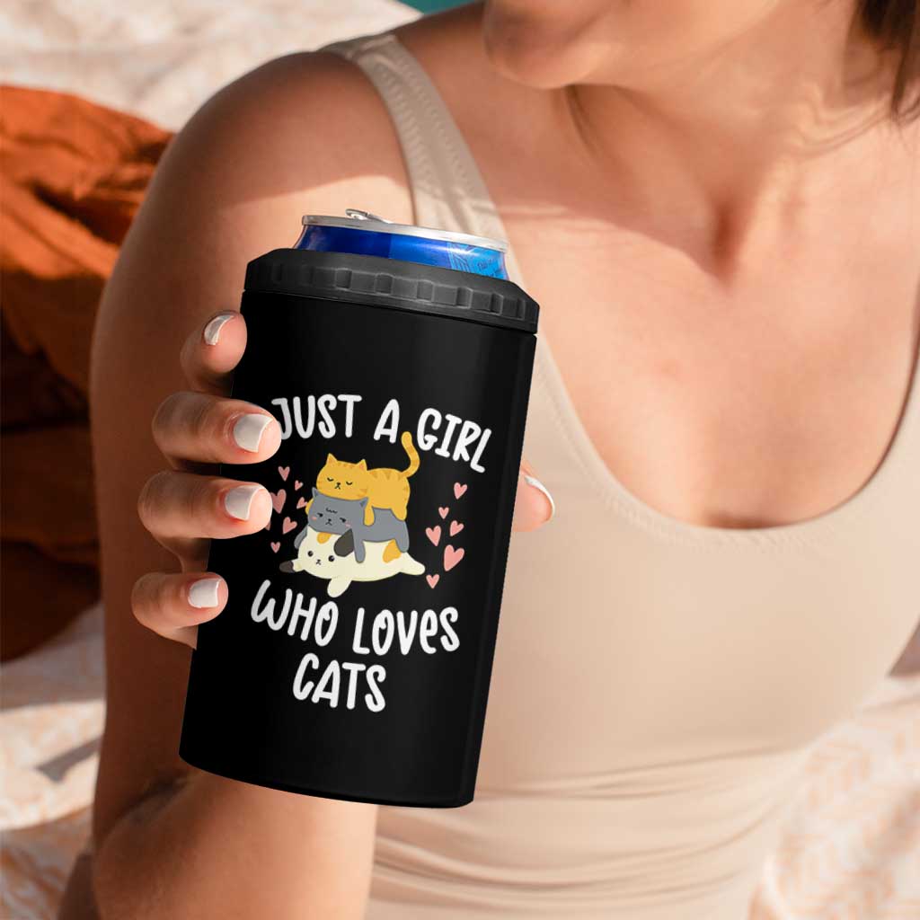 Just A Girl Who Loves Cats 4 in 1 Can Cooler Tumbler Cute Kittens Pet Lover