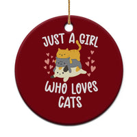 Just A Girl Who Loves Cats Ceramic Ornament Cute Kittens Pet Lover - Wonder Print Shop