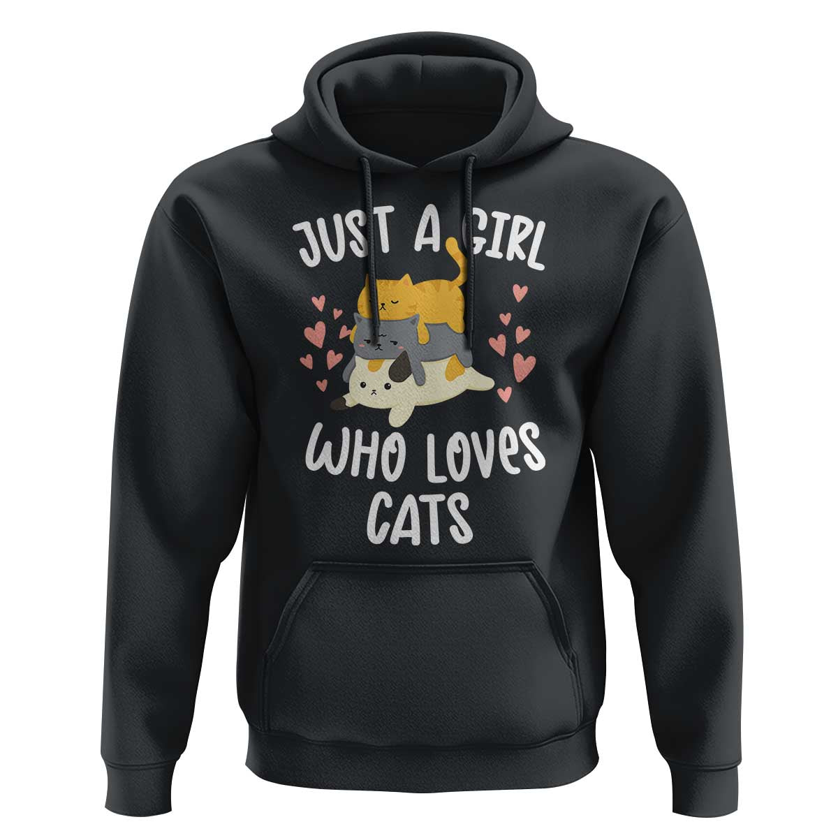Just A Girl Who Loves Cats Hoodie Cute Kittens Pet Lover - Wonder Print Shop