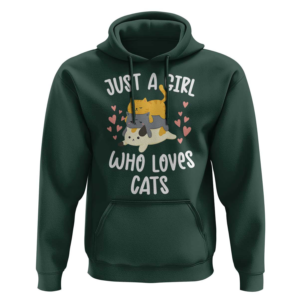 Just A Girl Who Loves Cats Hoodie Cute Kittens Pet Lover - Wonder Print Shop