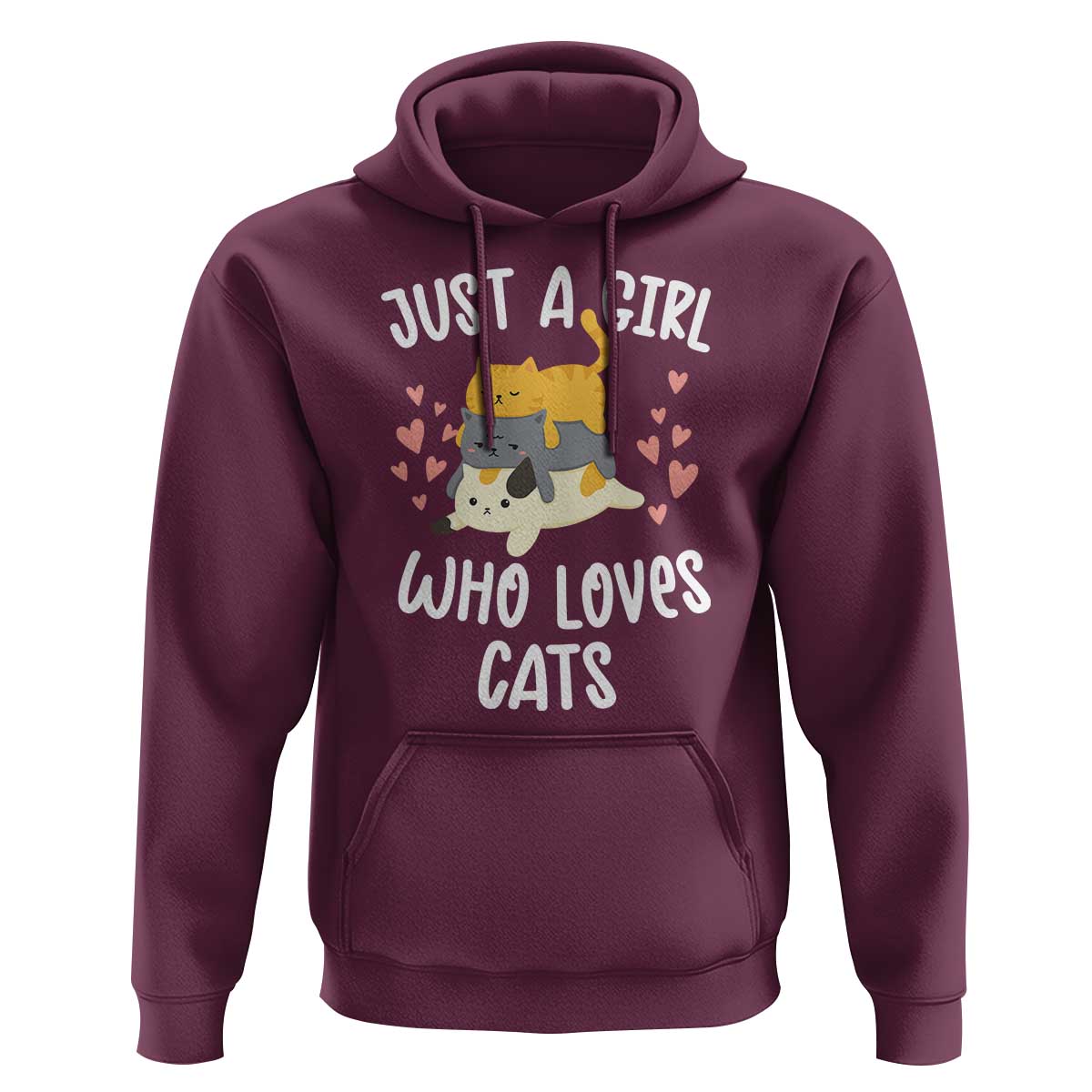 Just A Girl Who Loves Cats Hoodie Cute Kittens Pet Lover - Wonder Print Shop