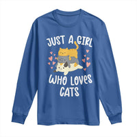 Just A Girl Who Loves Cats Long Sleeve Shirt Cute Kittens Pet Lover - Wonder Print Shop