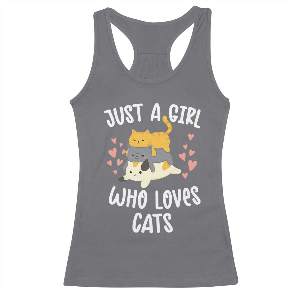 Just A Girl Who Loves Cats Racerback Tank Top Cute Kittens Pet Lover - Wonder Print Shop