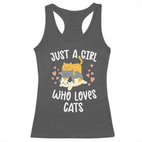 Just A Girl Who Loves Cats Racerback Tank Top Cute Kittens Pet Lover - Wonder Print Shop