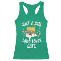 Just A Girl Who Loves Cats Racerback Tank Top Cute Kittens Pet Lover - Wonder Print Shop