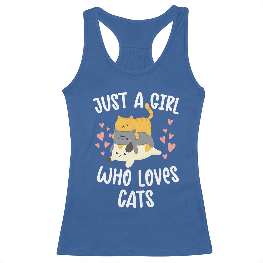 Just A Girl Who Loves Cats Racerback Tank Top Cute Kittens Pet Lover - Wonder Print Shop