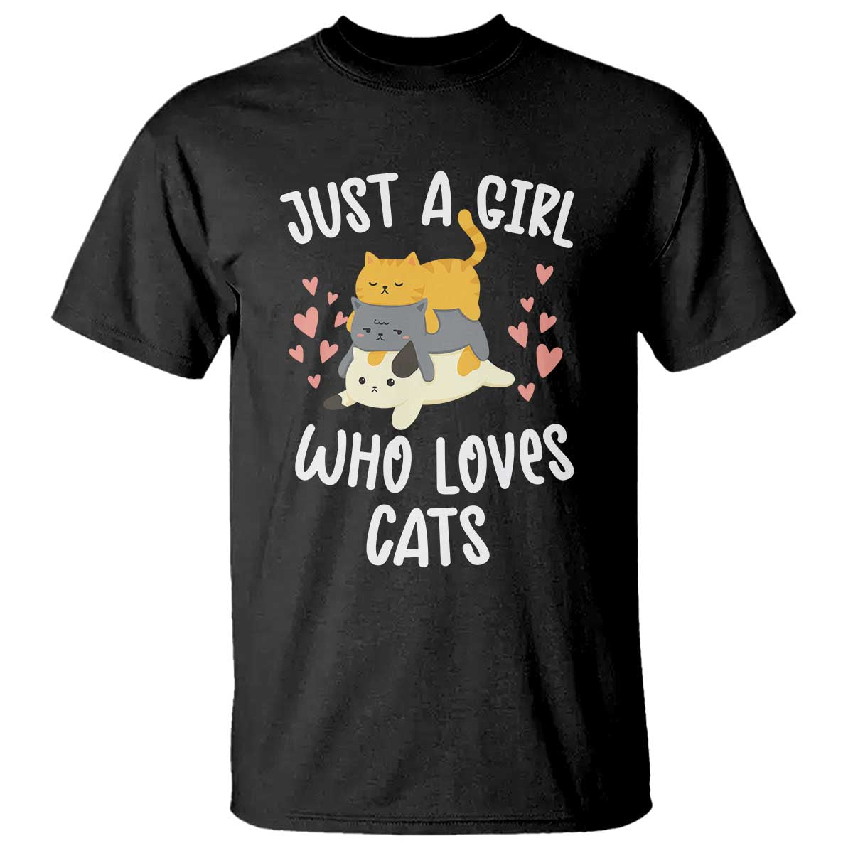 Just A Girl Who Loves Cats T Shirt Cute Kittens Pet Lover - Wonder Print Shop