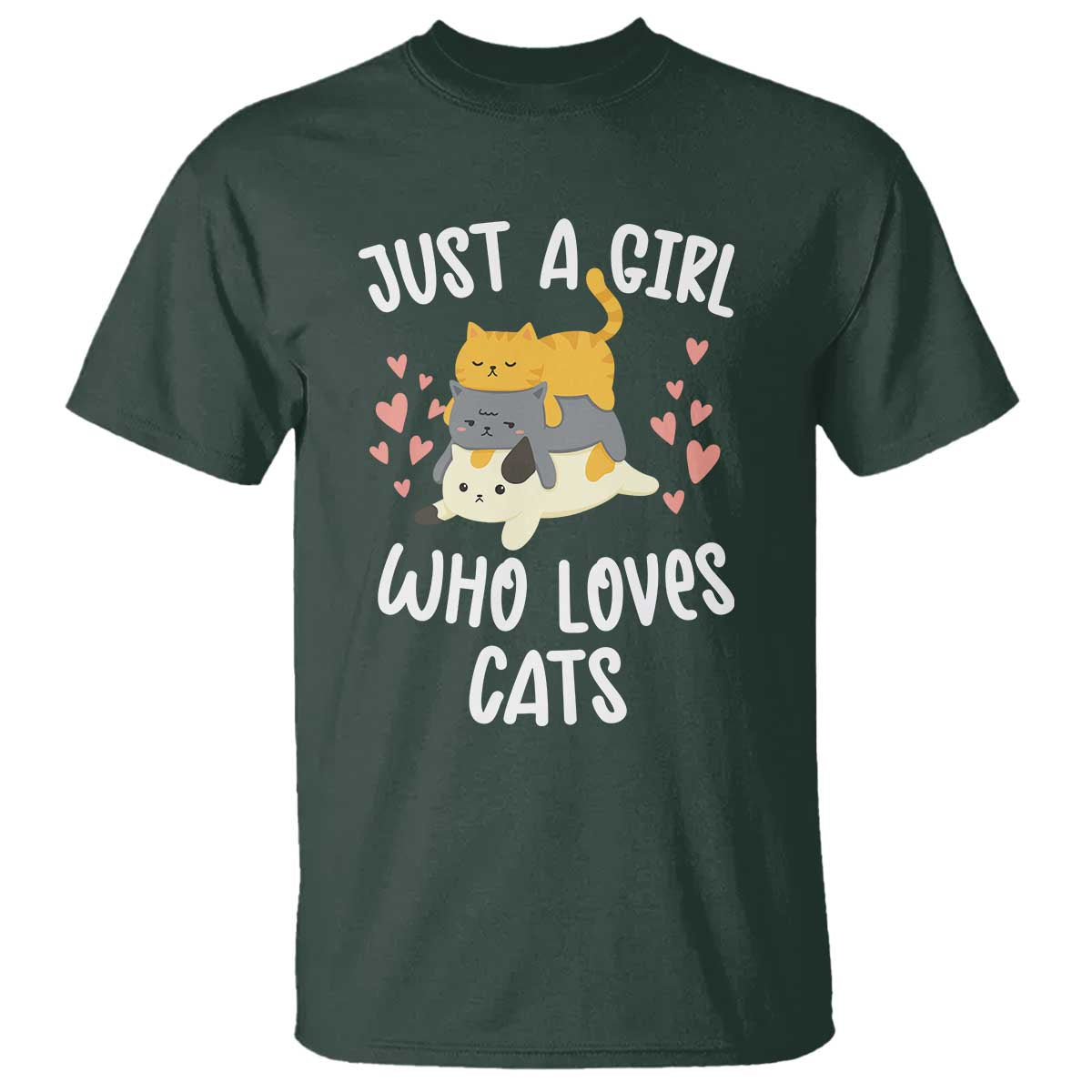 Just A Girl Who Loves Cats T Shirt Cute Kittens Pet Lover - Wonder Print Shop