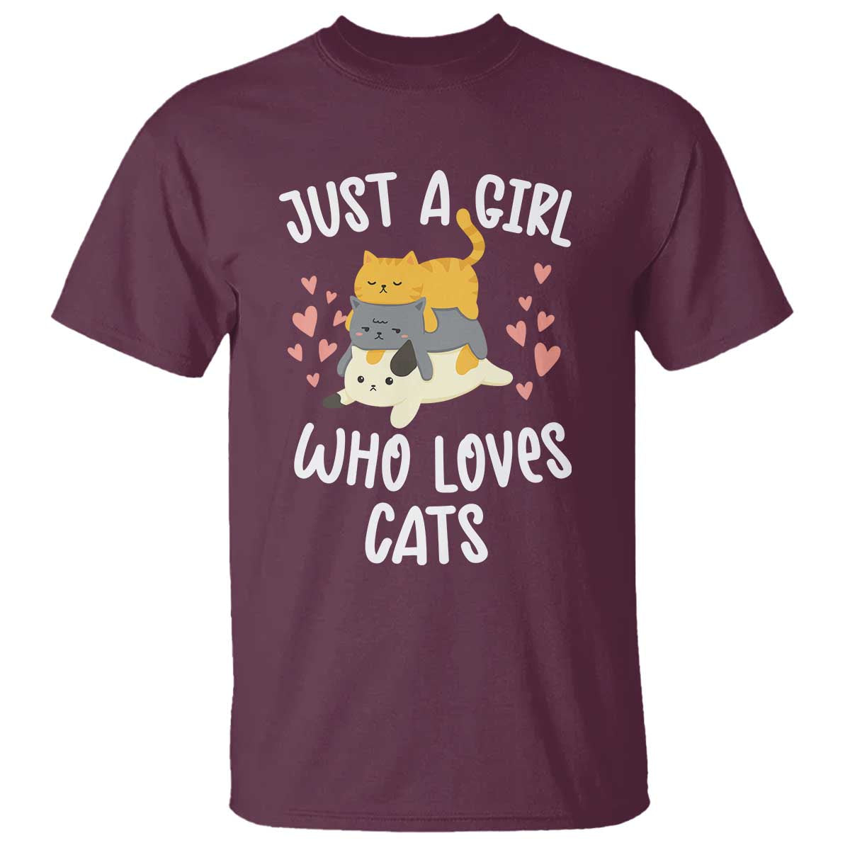 Just A Girl Who Loves Cats T Shirt Cute Kittens Pet Lover - Wonder Print Shop
