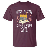 Just A Girl Who Loves Cats T Shirt Cute Kittens Pet Lover - Wonder Print Shop