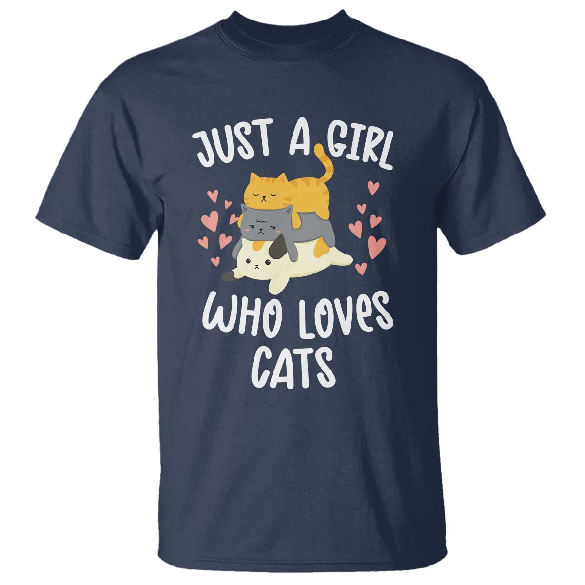 Just A Girl Who Loves Cats T Shirt Cute Kittens Pet Lover - Wonder Print Shop
