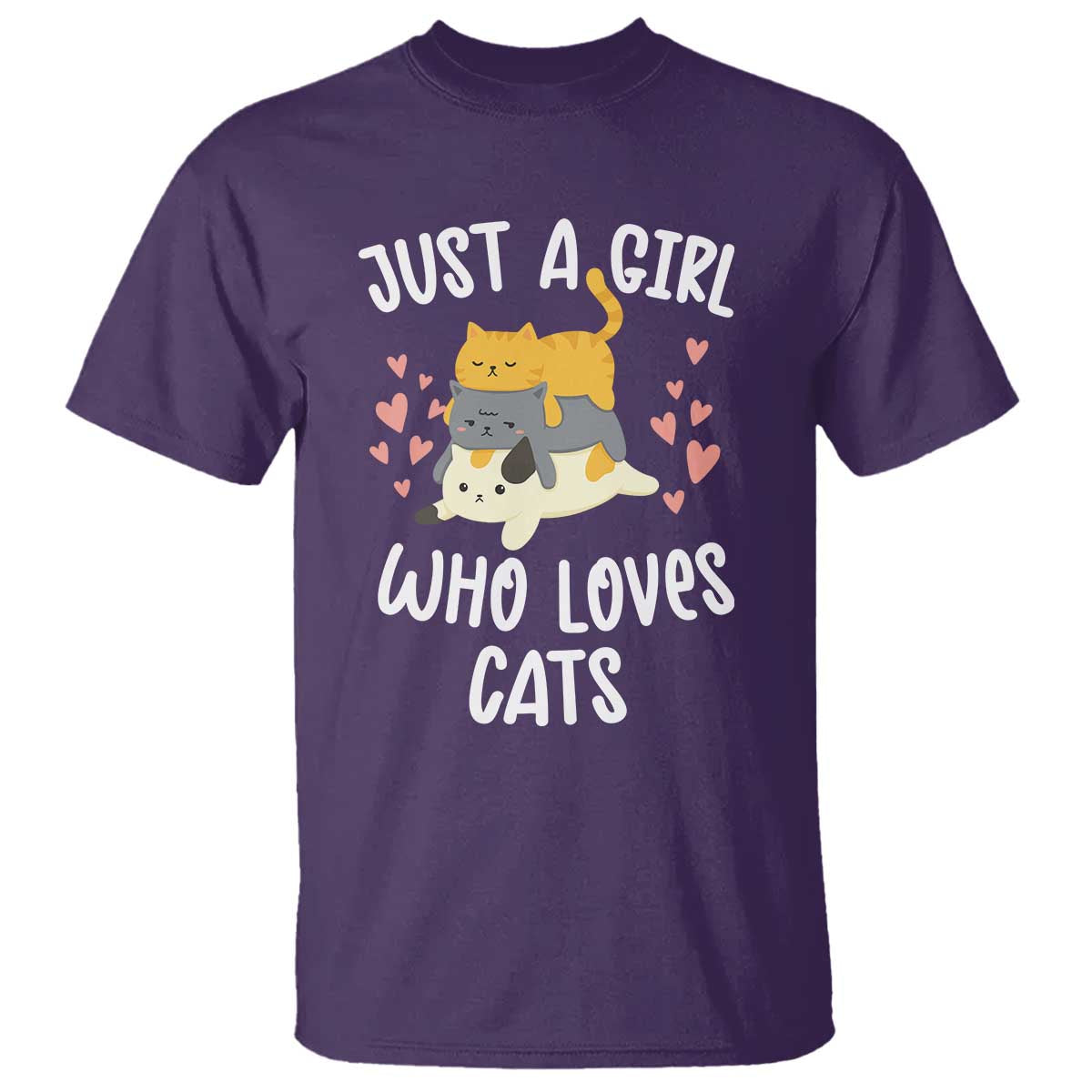 Just A Girl Who Loves Cats T Shirt Cute Kittens Pet Lover - Wonder Print Shop