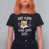 Just A Girl Who Loves Cats T Shirt For Women Cute Kittens Pet Lover - Wonder Print Shop