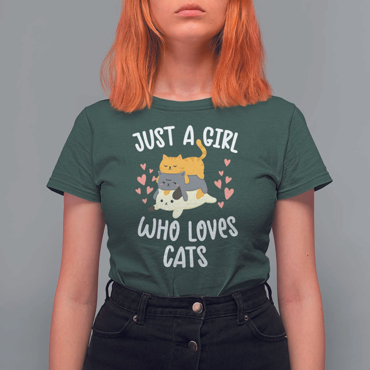 Just A Girl Who Loves Cats T Shirt For Women Cute Kittens Pet Lover - Wonder Print Shop