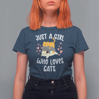 Just A Girl Who Loves Cats T Shirt For Women Cute Kittens Pet Lover - Wonder Print Shop