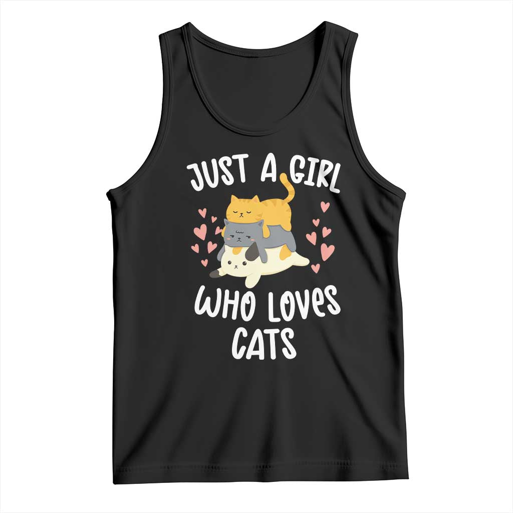 Just A Girl Who Loves Cats Tank Top Cute Kittens Pet Lover - Wonder Print Shop