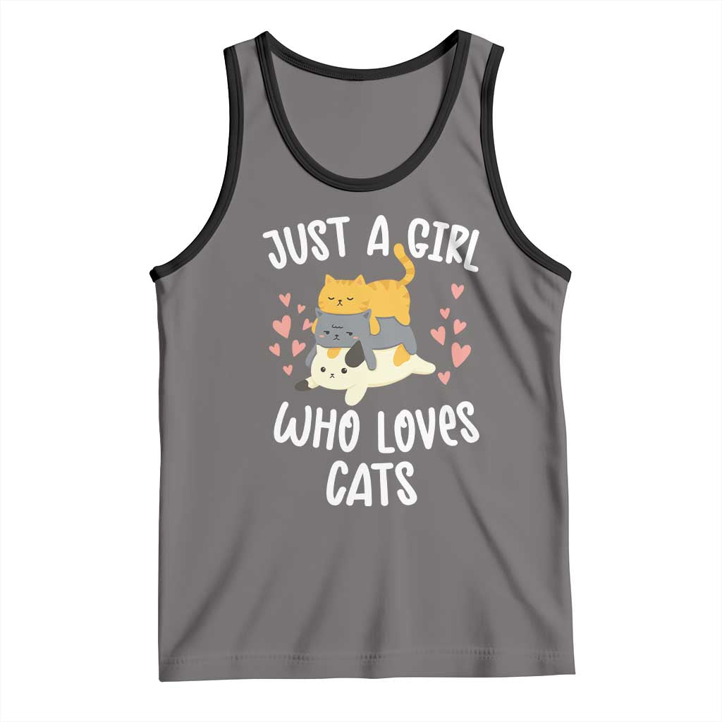 Just A Girl Who Loves Cats Tank Top Cute Kittens Pet Lover - Wonder Print Shop