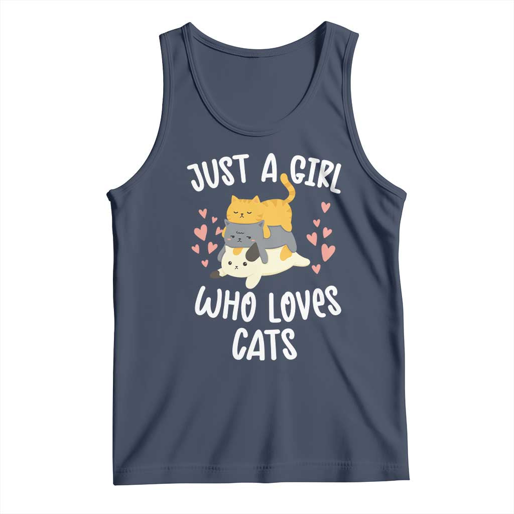 Just A Girl Who Loves Cats Tank Top Cute Kittens Pet Lover - Wonder Print Shop