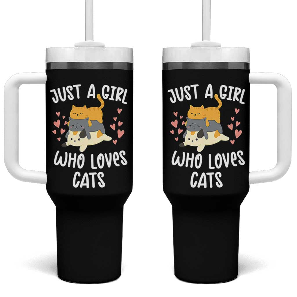 Just A Girl Who Loves Cats Tumbler With Handle Cute Kittens Pet Lover