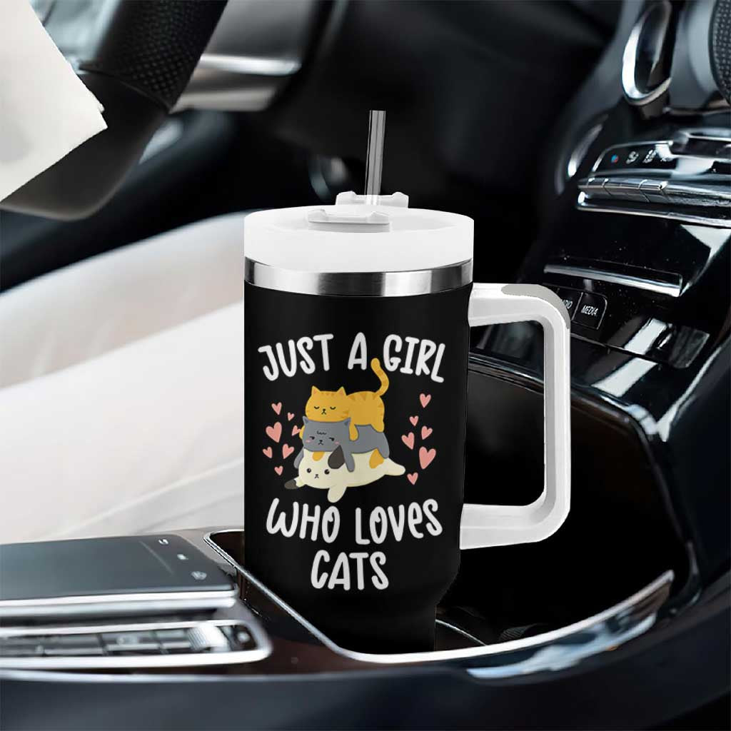 Just A Girl Who Loves Cats Tumbler With Handle Cute Kittens Pet Lover