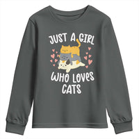 Just A Girl Who Loves Cats Youth Sweatshirt Cute Kittens Pet Lover - Wonder Print Shop
