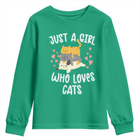 Just A Girl Who Loves Cats Youth Sweatshirt Cute Kittens Pet Lover - Wonder Print Shop