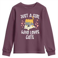 Just A Girl Who Loves Cats Youth Sweatshirt Cute Kittens Pet Lover - Wonder Print Shop