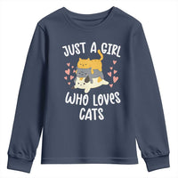 Just A Girl Who Loves Cats Youth Sweatshirt Cute Kittens Pet Lover - Wonder Print Shop