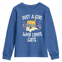 Just A Girl Who Loves Cats Youth Sweatshirt Cute Kittens Pet Lover - Wonder Print Shop