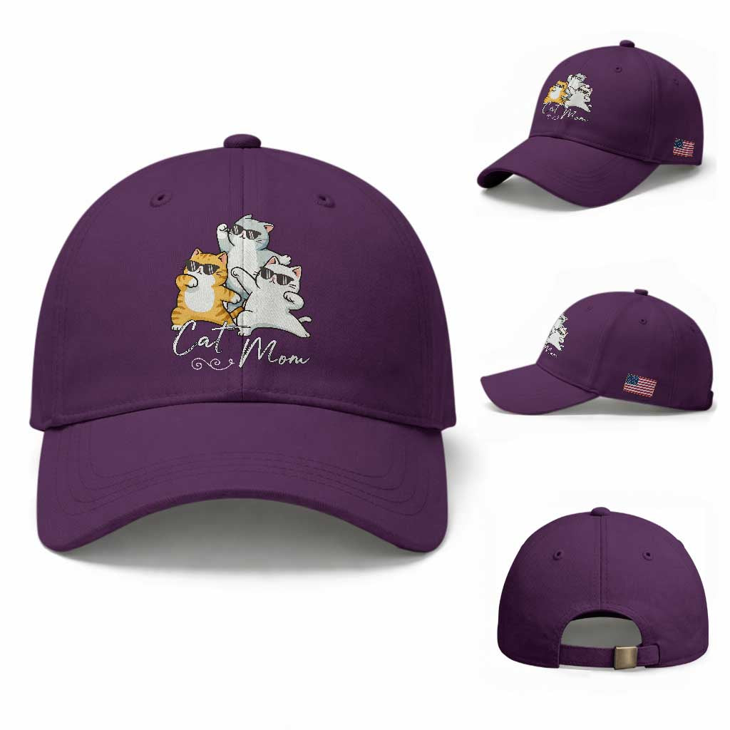 Cat Mom Baseball Cap Three Cool Cats with Sunglasses