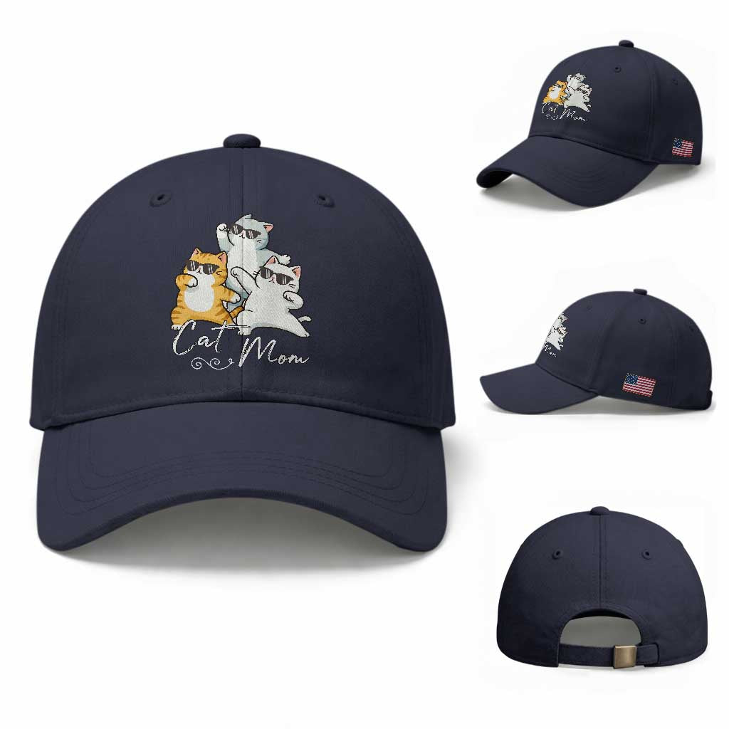 Cat Mom Baseball Cap Three Cool Cats with Sunglasses
