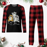 Cat Mom Plaid Pajama Set Three Cool Cats with Sunglasses - Wonder Print Shop