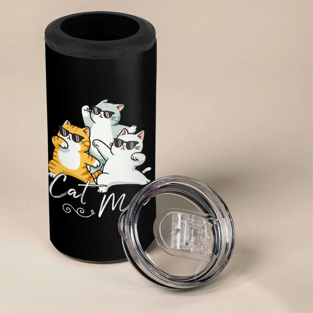 Cat Mom 4 in 1 Can Cooler Tumbler Three Cool Cats with Sunglasses