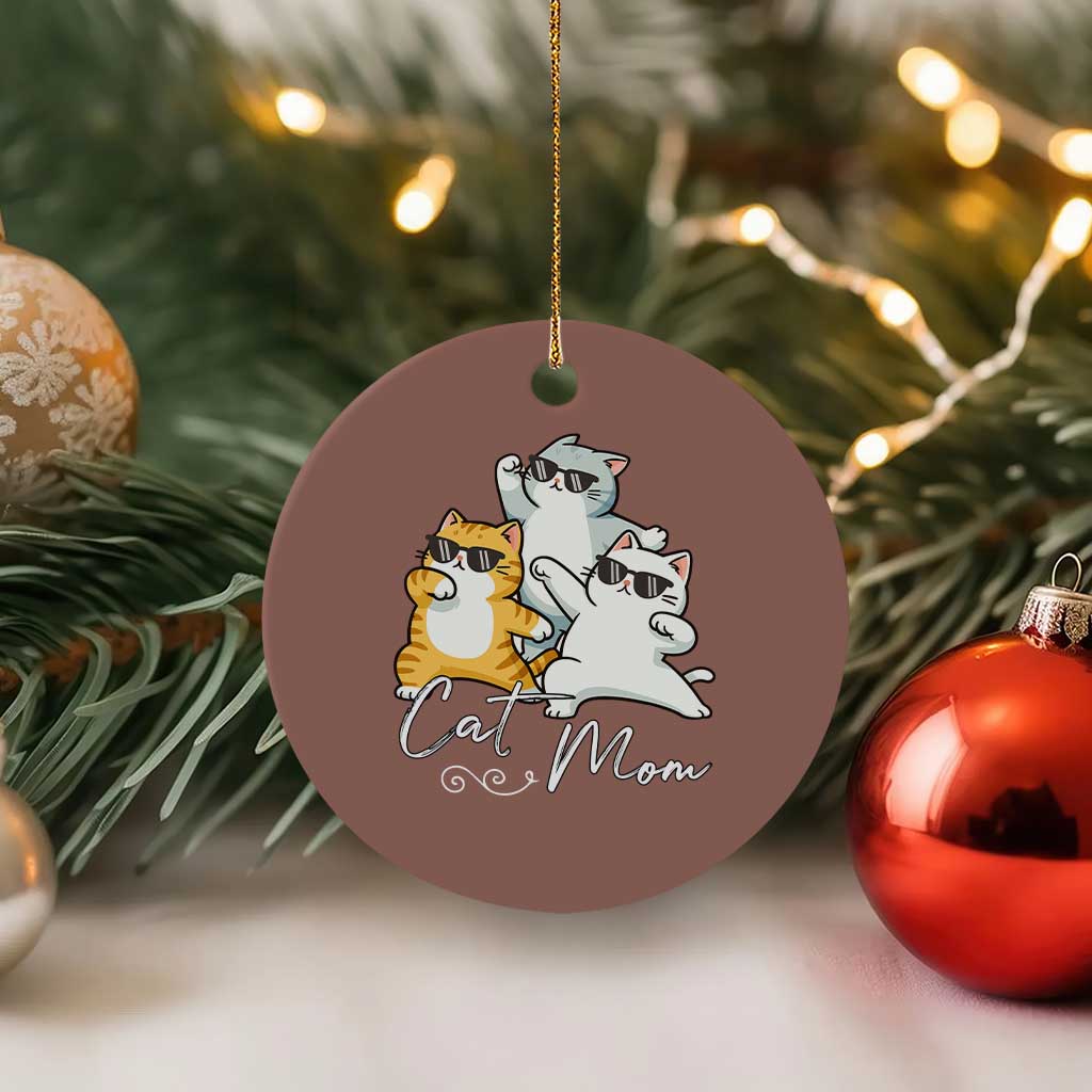 Cat Mom Ceramic Ornament Three Cool Cats with Sunglasses - Wonder Print Shop