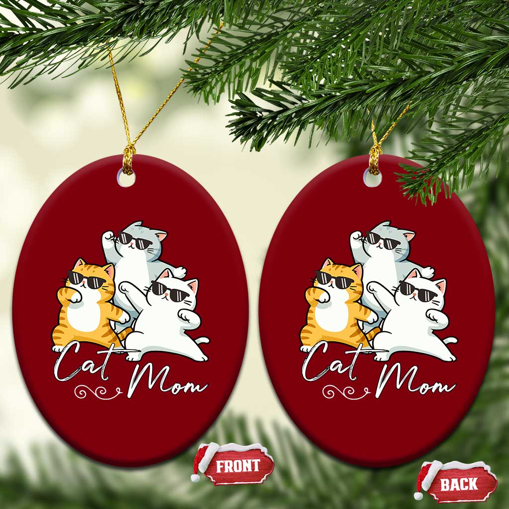 Cat Mom Ceramic Ornament Three Cool Cats with Sunglasses - Wonder Print Shop