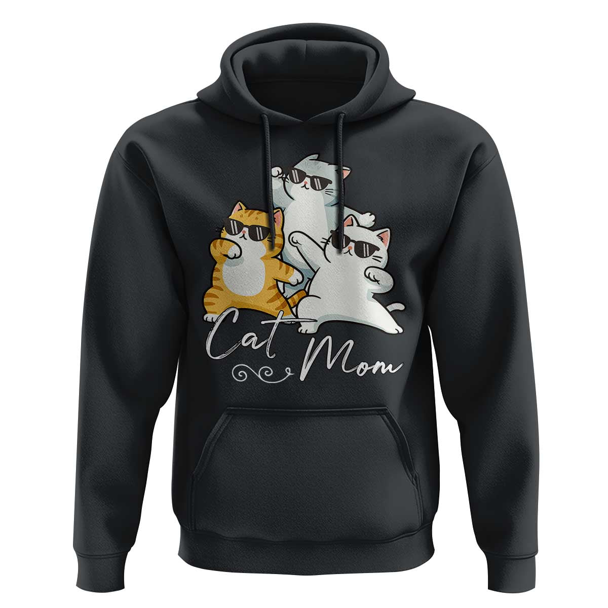 Cat Mom Hoodie Three Cool Cats with Sunglasses - Wonder Print Shop