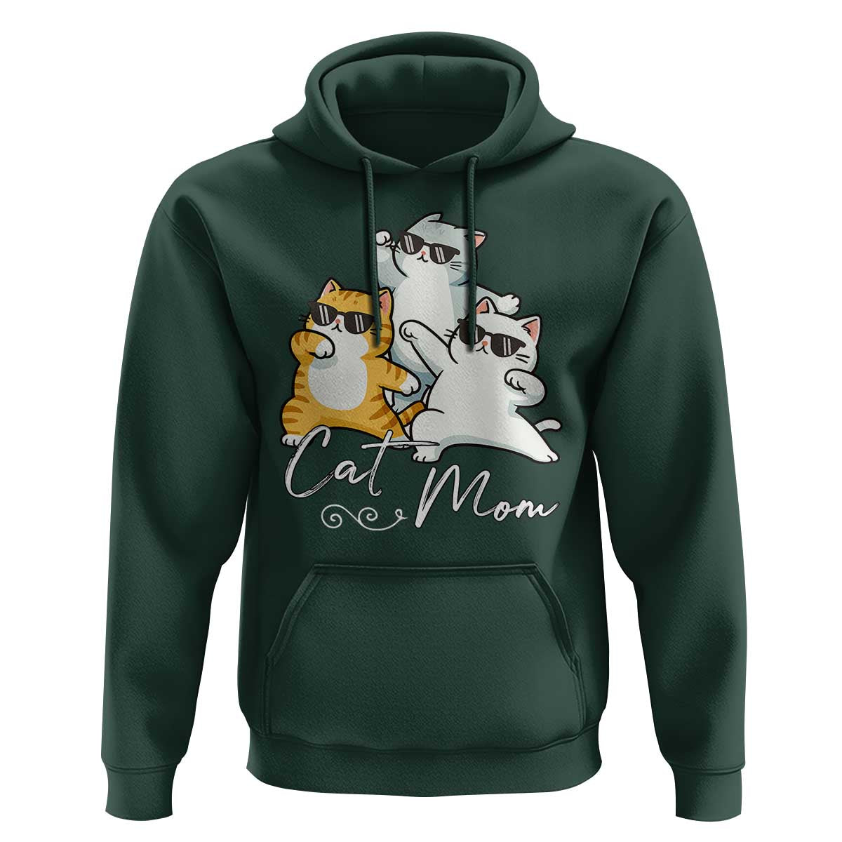 Cat Mom Hoodie Three Cool Cats with Sunglasses - Wonder Print Shop