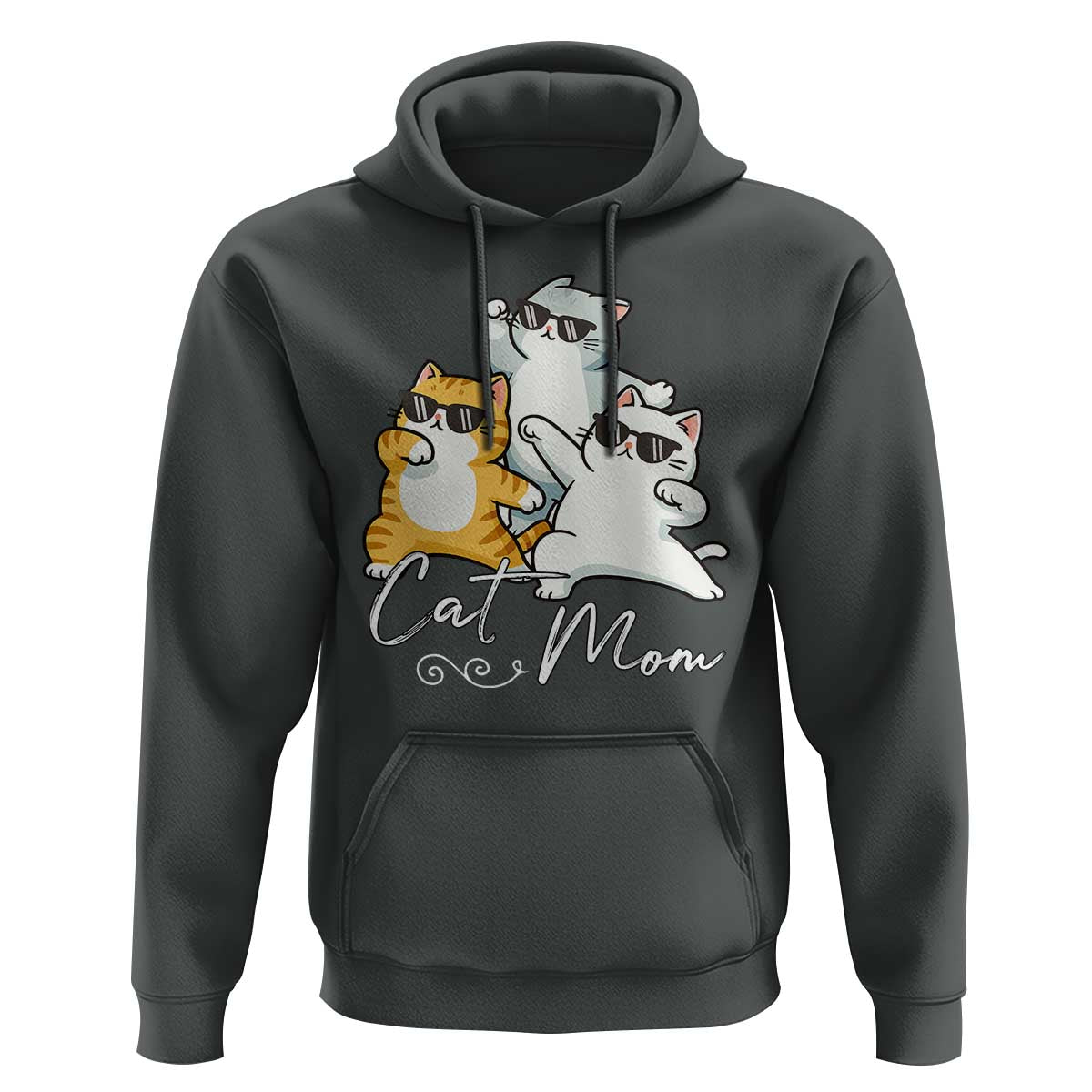 Cat Mom Hoodie Three Cool Cats with Sunglasses - Wonder Print Shop