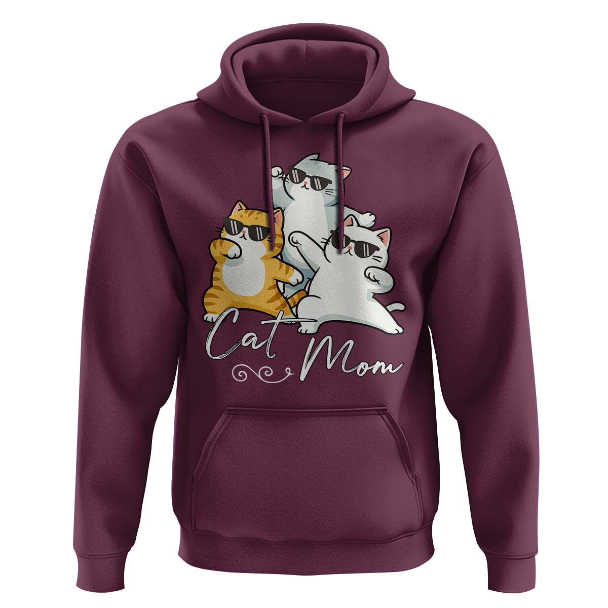 Cat Mom Hoodie Three Cool Cats with Sunglasses - Wonder Print Shop