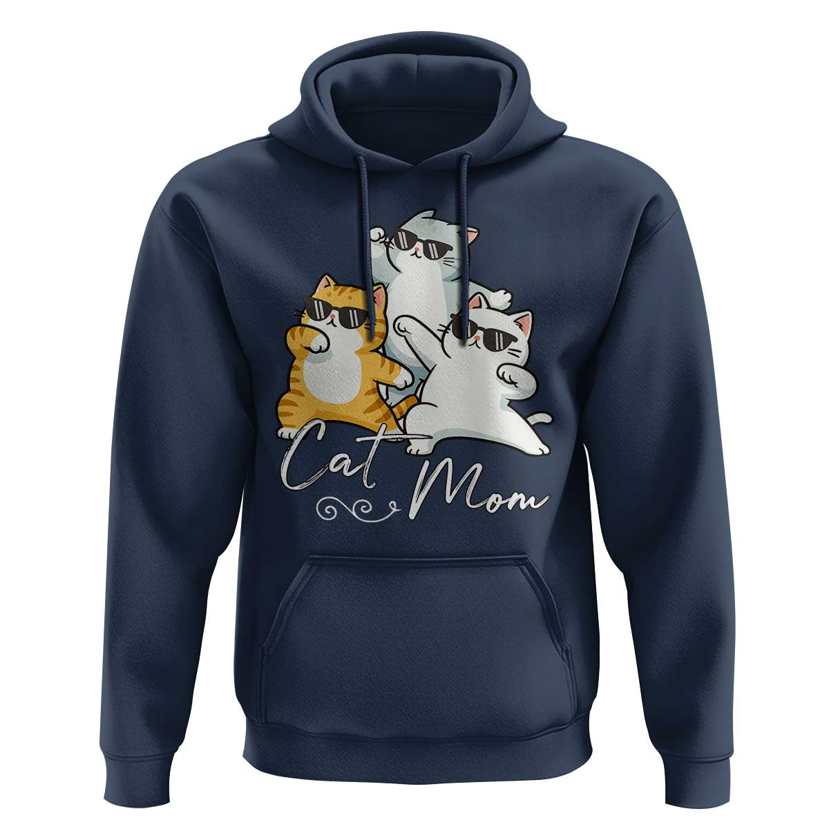 Cat Mom Hoodie Three Cool Cats with Sunglasses - Wonder Print Shop
