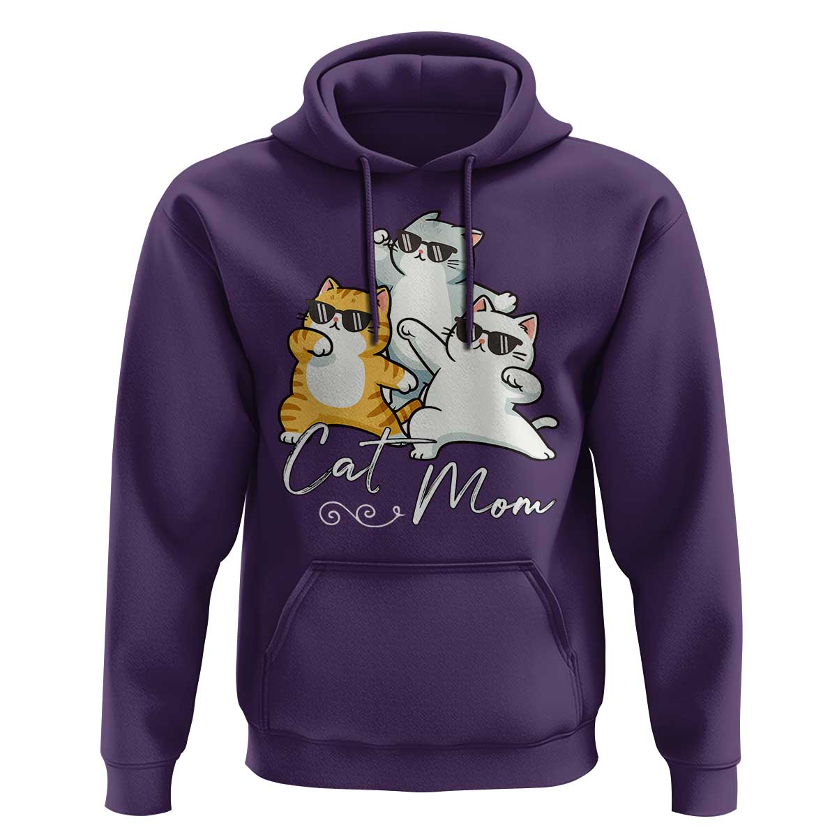 Cat Mom Hoodie Three Cool Cats with Sunglasses - Wonder Print Shop