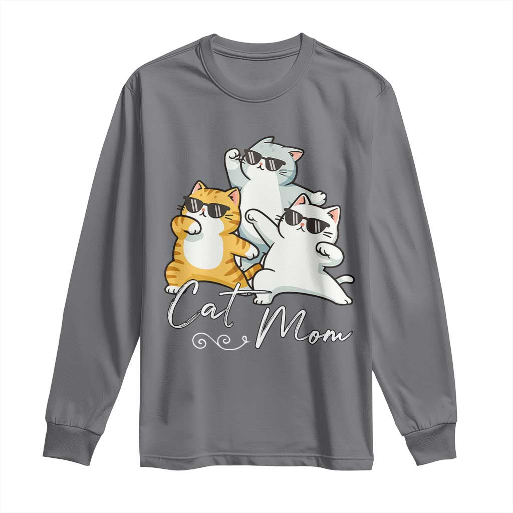 Cat Mom Long Sleeve Shirt Three Cool Cats with Sunglasses - Wonder Print Shop