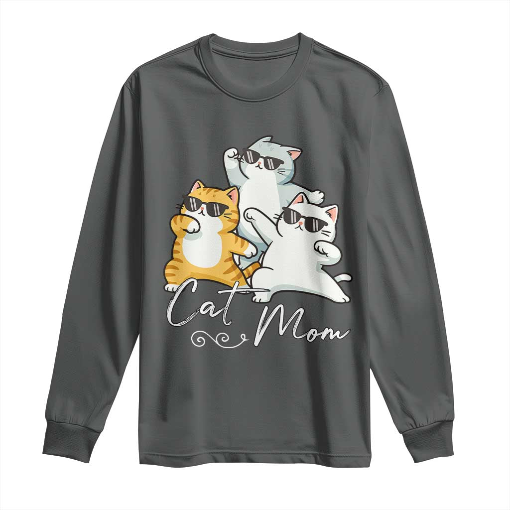 Cat Mom Long Sleeve Shirt Three Cool Cats with Sunglasses - Wonder Print Shop